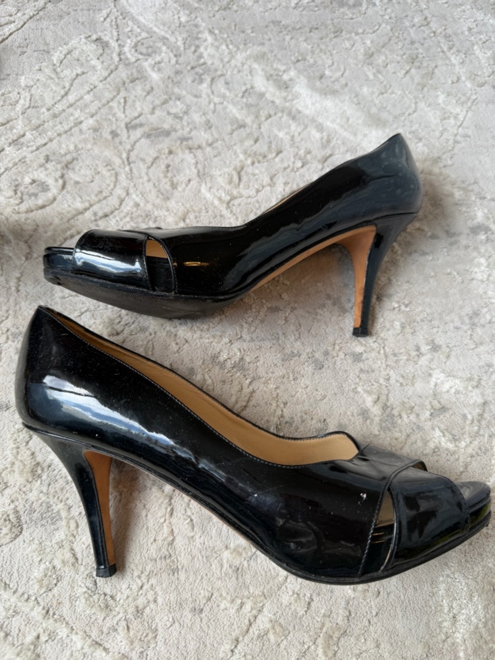 Kate Spade Black Patent Peep-Toe Heels - Women's Classic Pump 9.5B